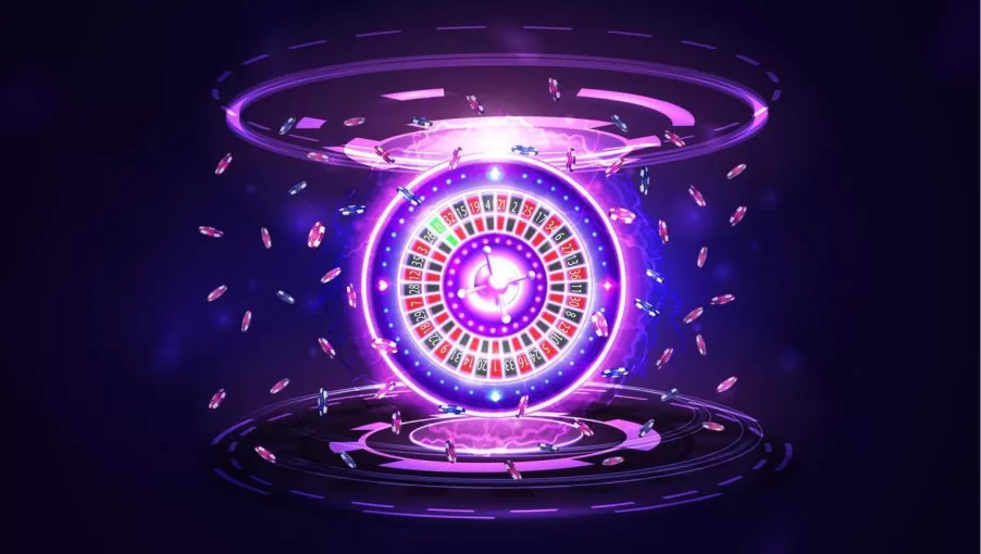 A futuristic roulette wheel in the Multicasino game universe
