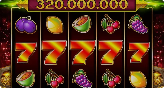 A Multicasino slot game with a line of five golden sevens winning